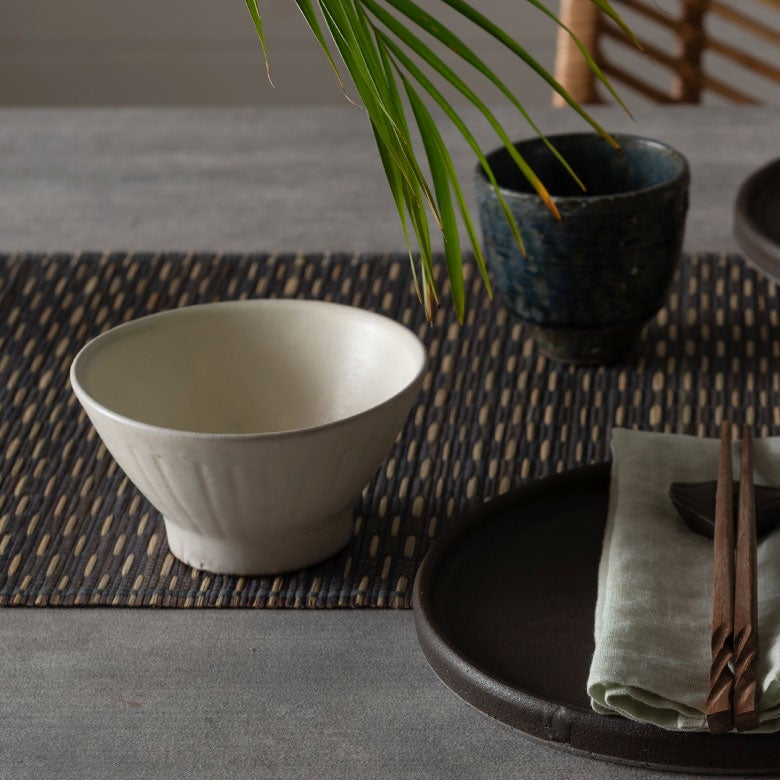 使い方いろいろマルチボウル 信楽焼 粉引 鎬 茶碗[94932]